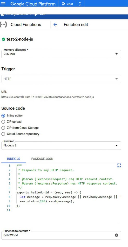 Deploy Node & Python on Google Cloud function- a first attempt but NOT ...
